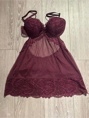La Senza Deep Red Lacy Babydoll Top